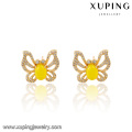 91609 Pendiente de la piedra preciosa de la nueva manera de Xuping, pendientes artificiales del diamante de la mariposa del diamante